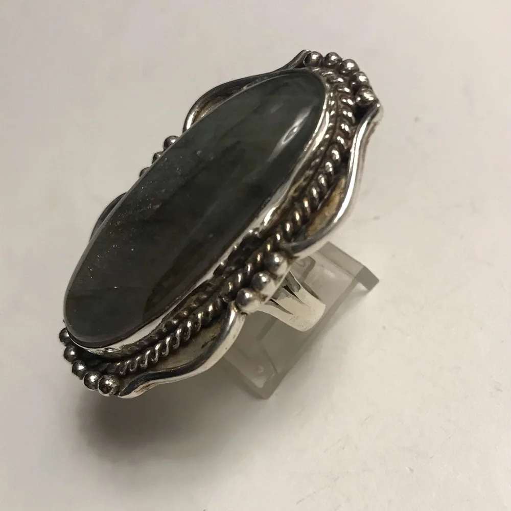Labradorite Stamped 925 Sterling Silver Ring